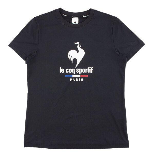 レギュラーフィット ロゴ ポリ シングル 半袖Tシャツ QQ123TRS31 BLK