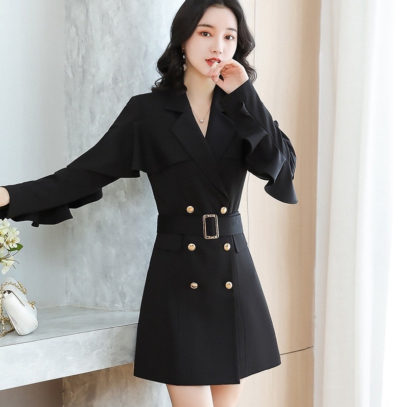 ワンピース ミニ ミニ丈 ショート ショート丈 袖あり 長袖 Vネック 襟付き フリル ベルト かわいい 大人可愛い きれいめ 大人 上品 おしゃれ お洒落 かっこいい 個性的 クール モード系