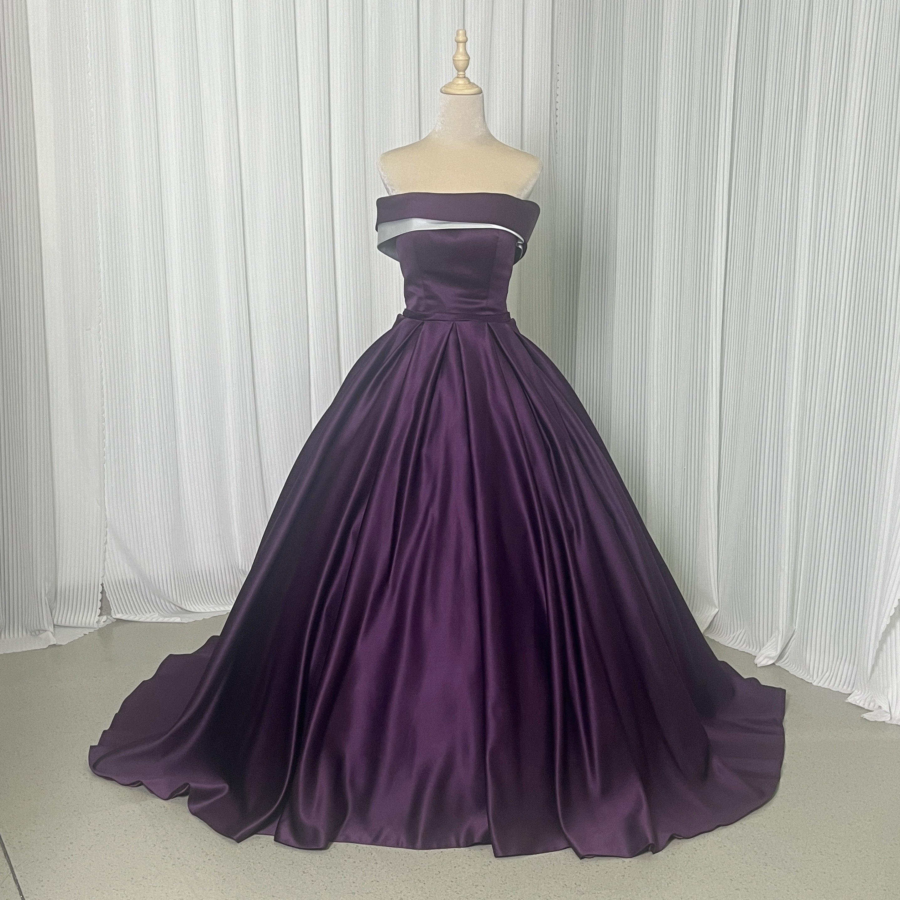 カラードレス パープル オフショルダー 光沢サテン Aライン ファスナー 披露宴 二次会 27,232円