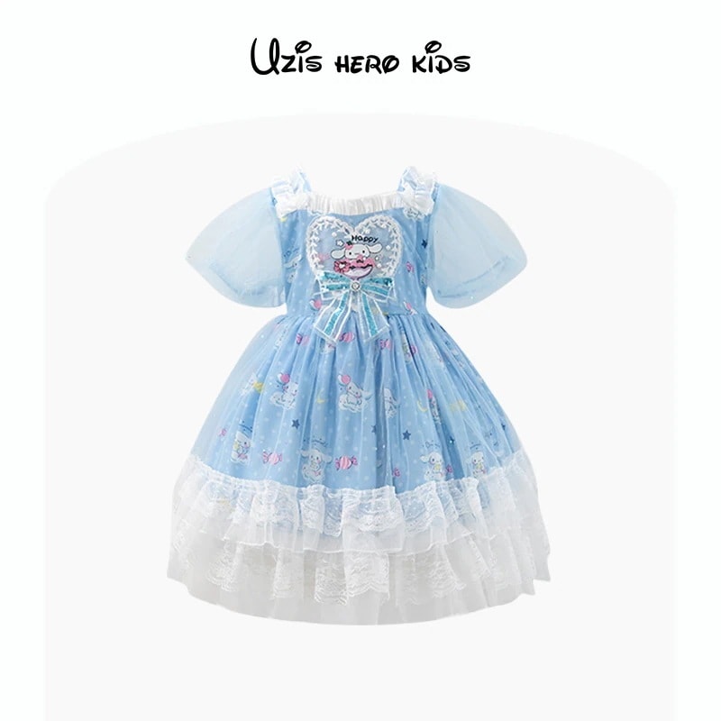 メガ割女の子ののワンピースの蓬蓬のスカートの大きい耳の犬の玉桂の犬の王女のスカートの子供のの六一のドレスの網の紗