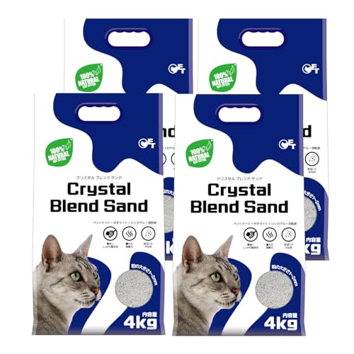 【OFT】 クリスタルブレンドサンド 4kg 4個セット 獣医師推奨 白い猫砂 体調管理 鉱物系 ベントナイト シリカゲル ゼオライト 活性炭 無着色 無香料 少ない粉塵 オーエフティー
