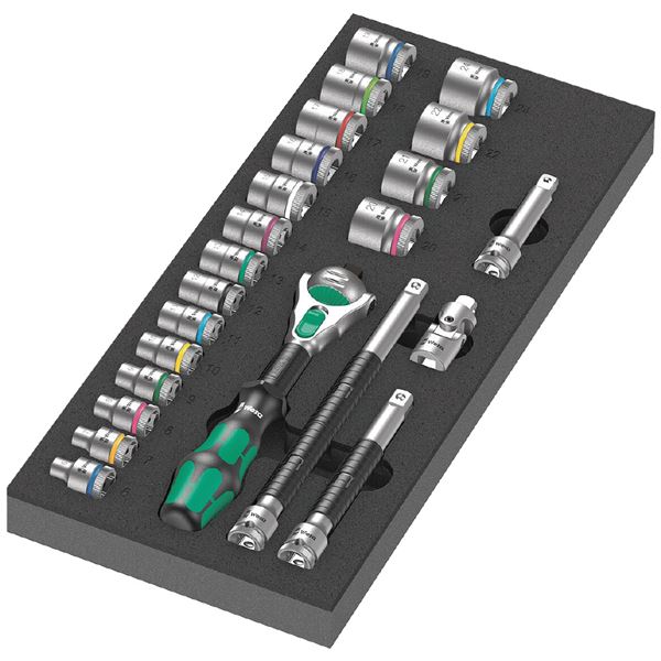 WERA ヴェラ 23点組 3/8DR ラチェットレンチ Zyklop Speed ソケットアタッチメント セット フォームインサート付 150111 工具