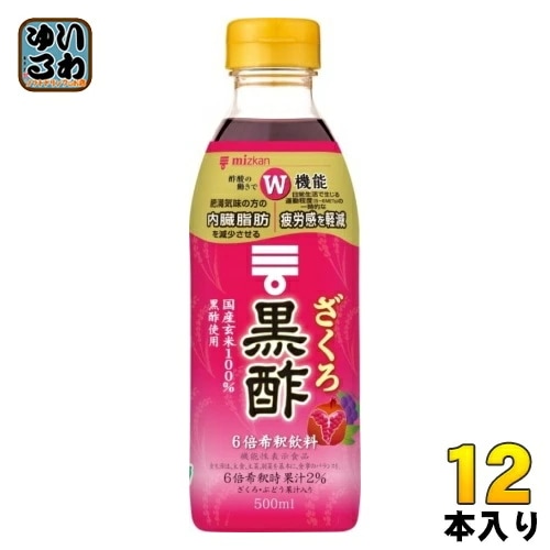 ミツカン ざくろ黒酢 6倍希釈用 500ml ペットボトル 12本 (6本入×2 まとめ買い) 酢飲料 ビネガー 黒酢 8,224円