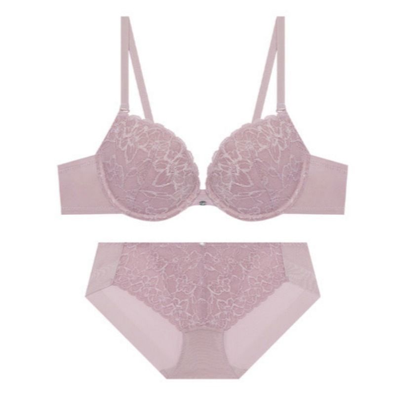 アデラ ディープV レース ブラ パンツ セット - インディピンク 85B 100