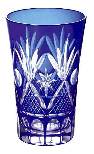 大塚硝子 切子ガラス 一口ビール (化粧箱入) ルリ 41H326 Φ65×H105mm