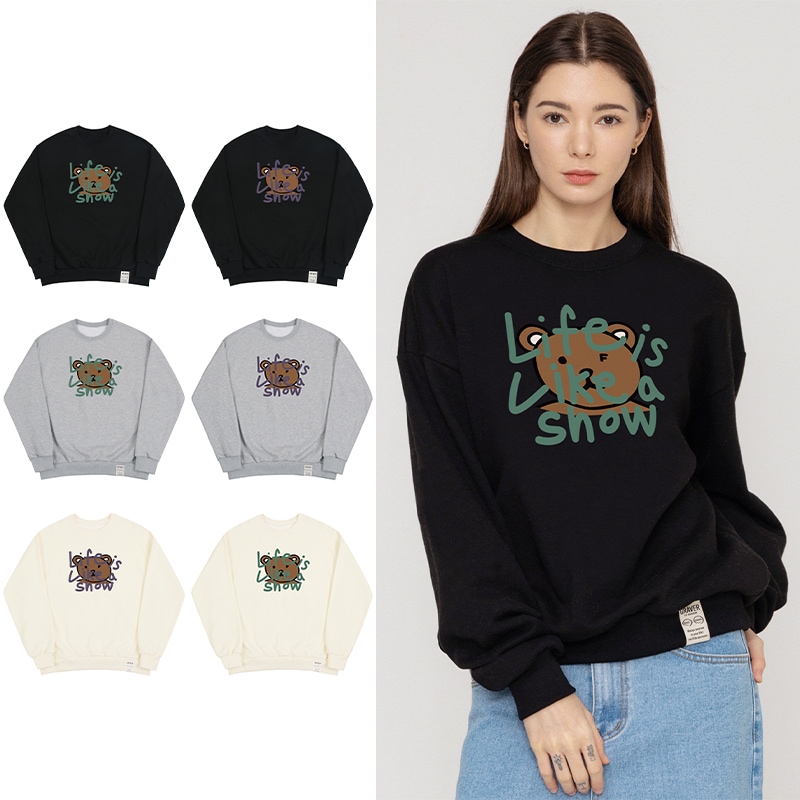 [UNISEX]ビッグドローイングレターベアマンツーマン