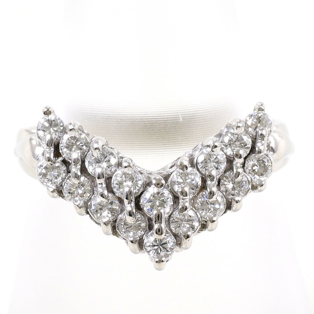 PT850 プラチナ リング・指輪 11号 ダイヤモンド 0.45ct カード鑑別書 総重量約5.1g ジュエリー 中古
