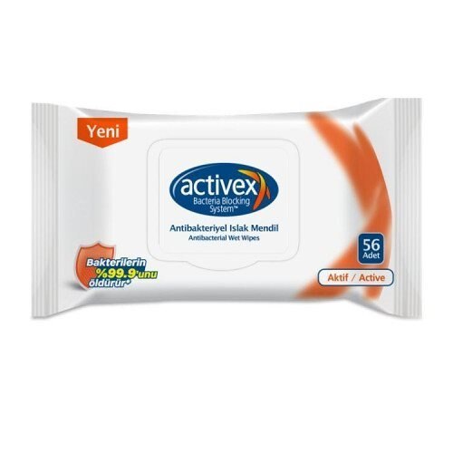 Activex Anti-bacterial Wet Wipe Active with Lid 56 Sheets