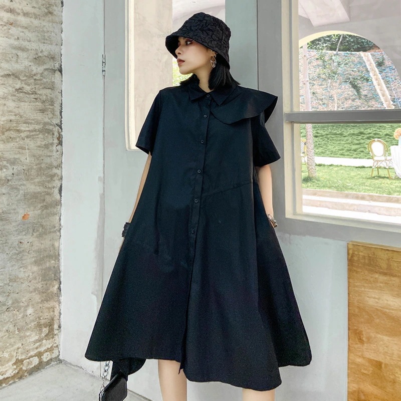 半袖シャツワンピース夏の薄手のゆるい痩せたデザイン感小衆洋気Aラインワンピース 7,769円