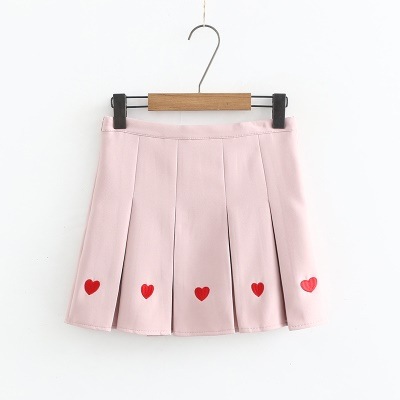 3226.ハートがかわいい ミニ丈プリーツスカート（ピンク）2019 春夏 お出かけ 双子コーデ 100,000円