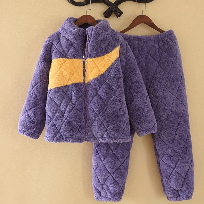 暖かい パジャマ キッズ 150 子供 長袖 パジャマ 着ぐるみ可愛い 秋 冬 もこもこ 暖かい 上下セット ナイトウェア 厚手 ルームウェア 長袖 大きいサイズ児童パジャマ冬三層厚いサンゴ大童家居服