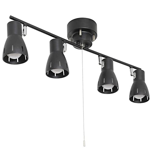 Jiya シーリングライト 4灯 スポットライト E26口金 LED電球対応 おしゃれ リビング 天井照明 北欧 インダストリア カフェ風 角度調節 折り畳み式 プルスイッチ 寝室 居間 ダイニング