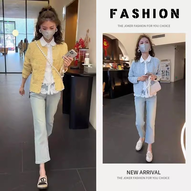 春秋の御姐は軽く熟した風を着て女の新しいモデルの韓系を着て齢を減らす百はストライプの上着のカジュアルな半ズボンの2件のスーツを合わせます 5,074円