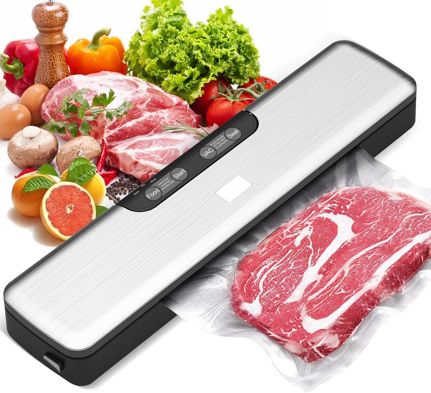 Kemolpo真空パック機 フードシーラー 70kPa吸引力 真空脱気 コンパクト 軽量 低騒音 簡単操作 鮮度長持ち 酸化防止 切り置き 家庭用 専用袋10枚付き AP-15