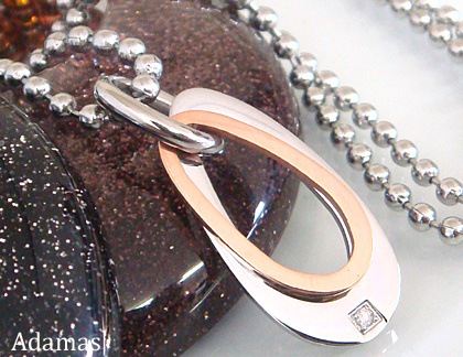 SteelAdamasアダマスステンレスダイヤモンドネックレス/ピンクゴールドステンレスアクセサリー