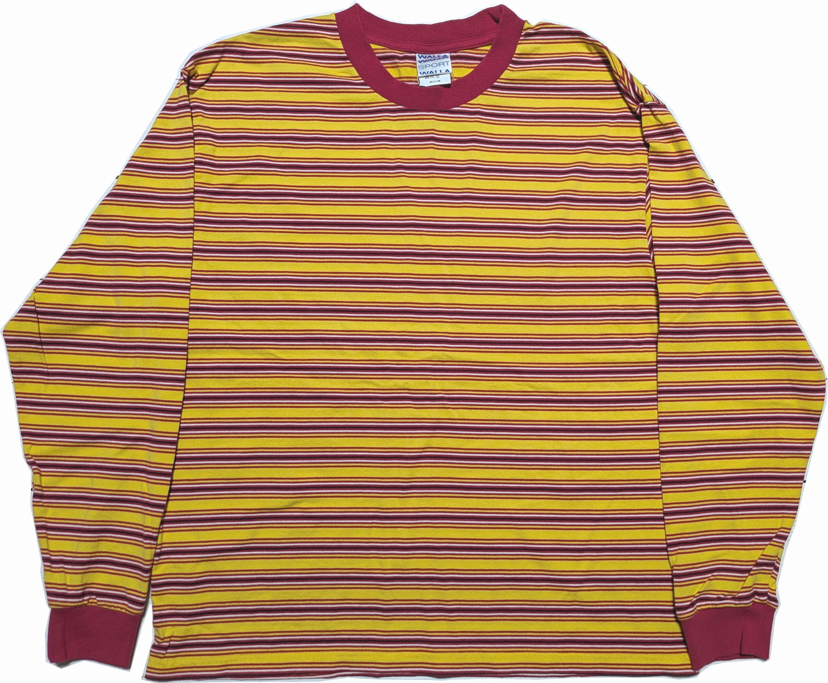 ロングスリーブ ストライプ ティー イエロー レッド メンズ Tシャツ 日本製 065