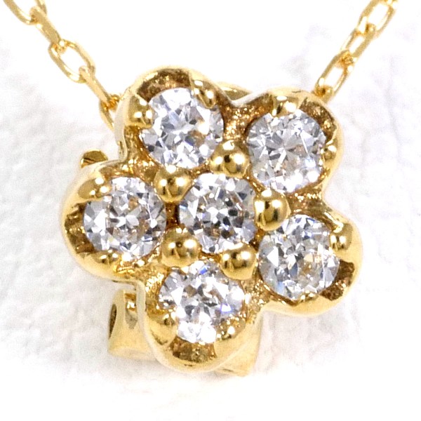 K18 18金 YG イエローゴールド ネックレス ジルコニア 約40cm ジュエリー 中古