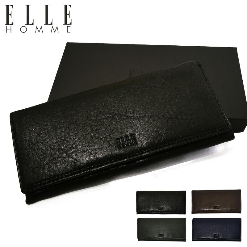ELLE HOMME シープスキン 2つ折り 財布 小銭入れ付き XP34085 XP34095 XP34085 ブラック ブラウン グリーン ネイビー シープスキン レザー エルオム 羊側 フランス