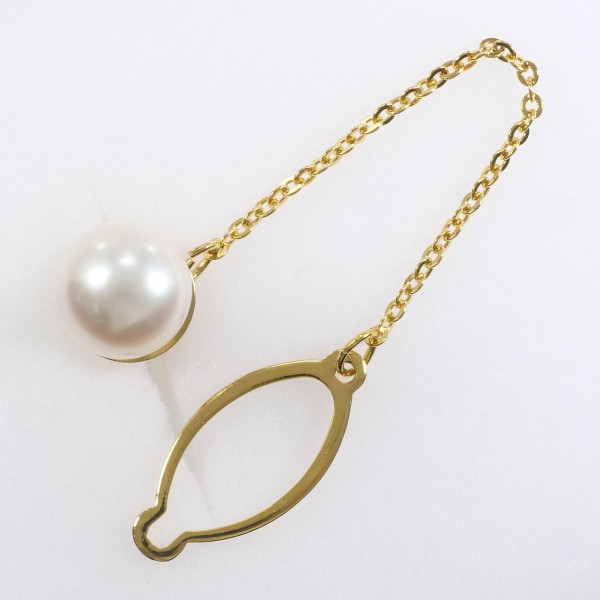 K18 18金 YG イエローゴールド 合金 ピンブローチ パール(真珠) ジュエリー 中古