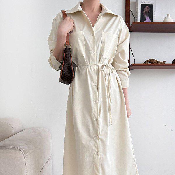 (OP)ルネロングシャツワンピース 秋の変わりやすい季節のワンピース