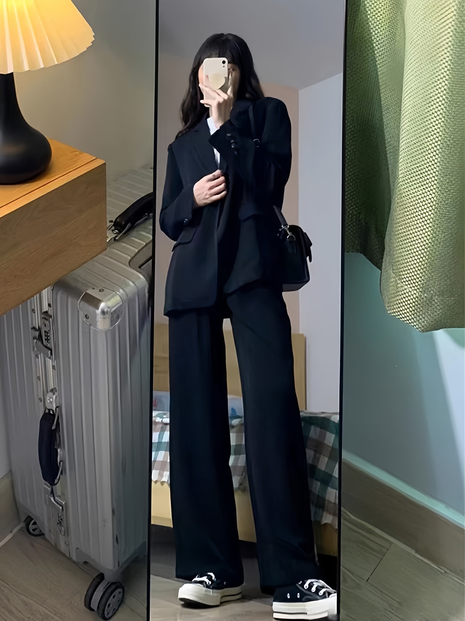黒のスーツセットアップ レディース 春秋 女性用 カジュアル ファッション プロフェッショナルスーツ フォーマルスーツ 大学生 面接用