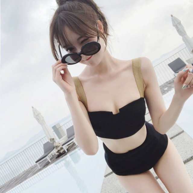 スイムウエア 水着 ビキニ セパレート水着 タンキニ 胸元 谷間 胸パットあり ハイウエスト オルチャン 可愛い かわいい 大人可愛い シンプル カジュアル 大人 おしゃれ お洒落 大人女子 こなれ感