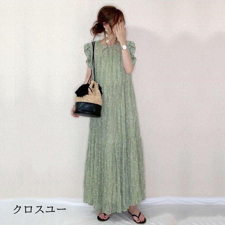 ワンピース レディース ワンピース キレイめ 膝丈ワンピース 夏 半袖 シフォンワンピ 花柄 ロング丈ワンピ オシャレ 通勤 着痩せ