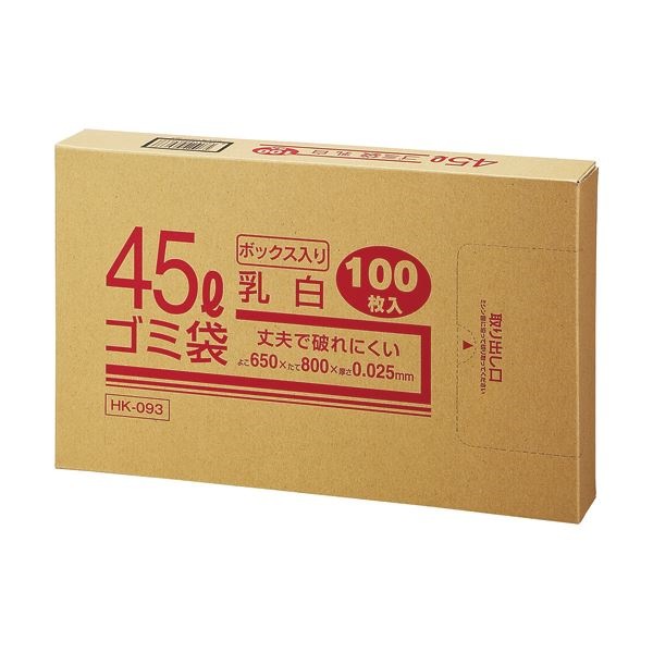 （まとめ） クラフトマン 業務用乳白半透明 メタロセン配合厚手ゴミ袋 45L BOXタイプ HK-093 1箱（100枚） 10セット