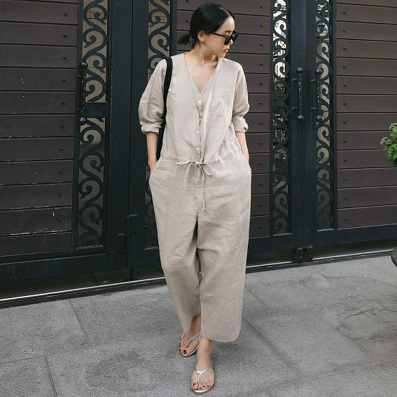 レディースジャンプスーツオールインワンゆるシルエットボトムスlエレガントきれいめカジュアル可愛いおしゃれお出かけデイリーグレーブラックSMLXLサイズ