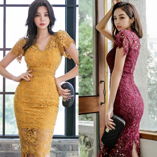 パーティードレス 膝丈 タイト レース おしゃれ 半袖 ドレス ワンピース レディース ハイウエスト 結婚式 お呼ばれ きれいめ セクシー xl キャバ ラウンジドレス 大きいサイズ