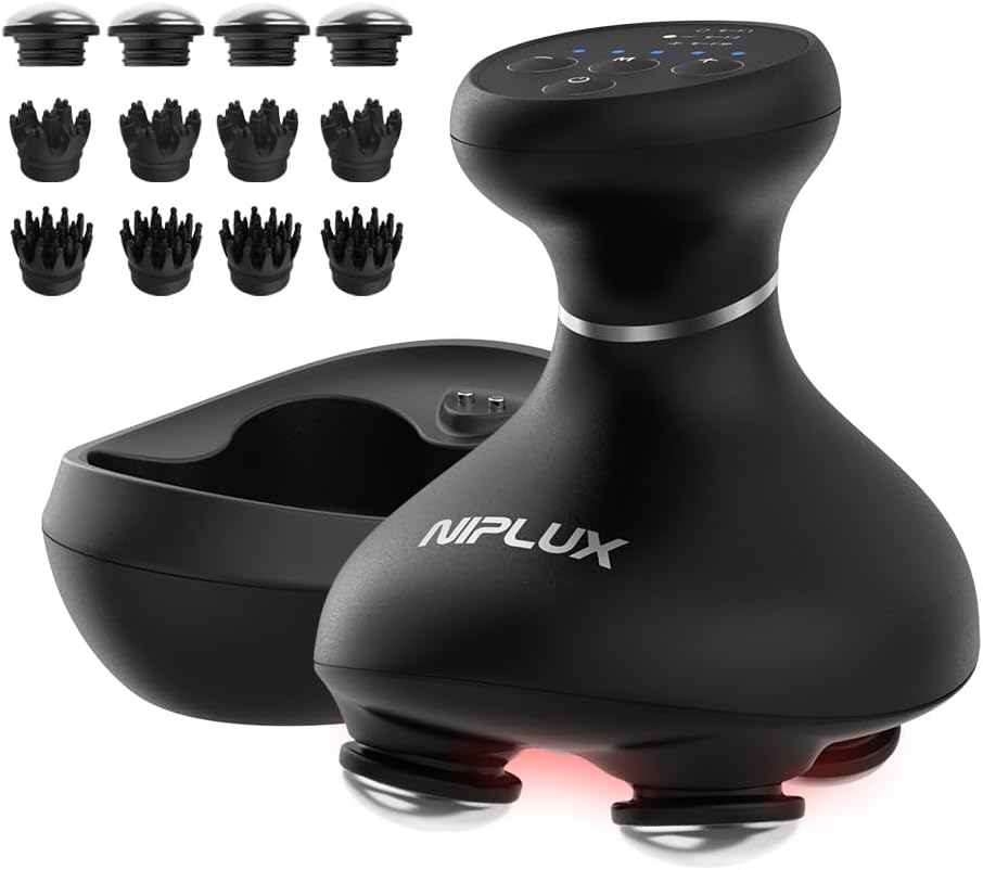 【九州大学博士監修】NIPLUX EMS ヘッドスパ 電動頭皮ブラシ 頭皮ケア フェイスケア 高輝度赤色LED IPX7防水 3D振動 コードレス 美容家電 全身適用 株式会社日創プラス