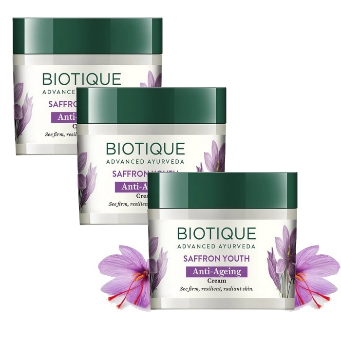サフランユース クリーム 50g 3個 Saffron Youth Cream バイオティーク 天然成分 アーユルヴェーダスキンケアクリーム 海外直送 国際郵便発送