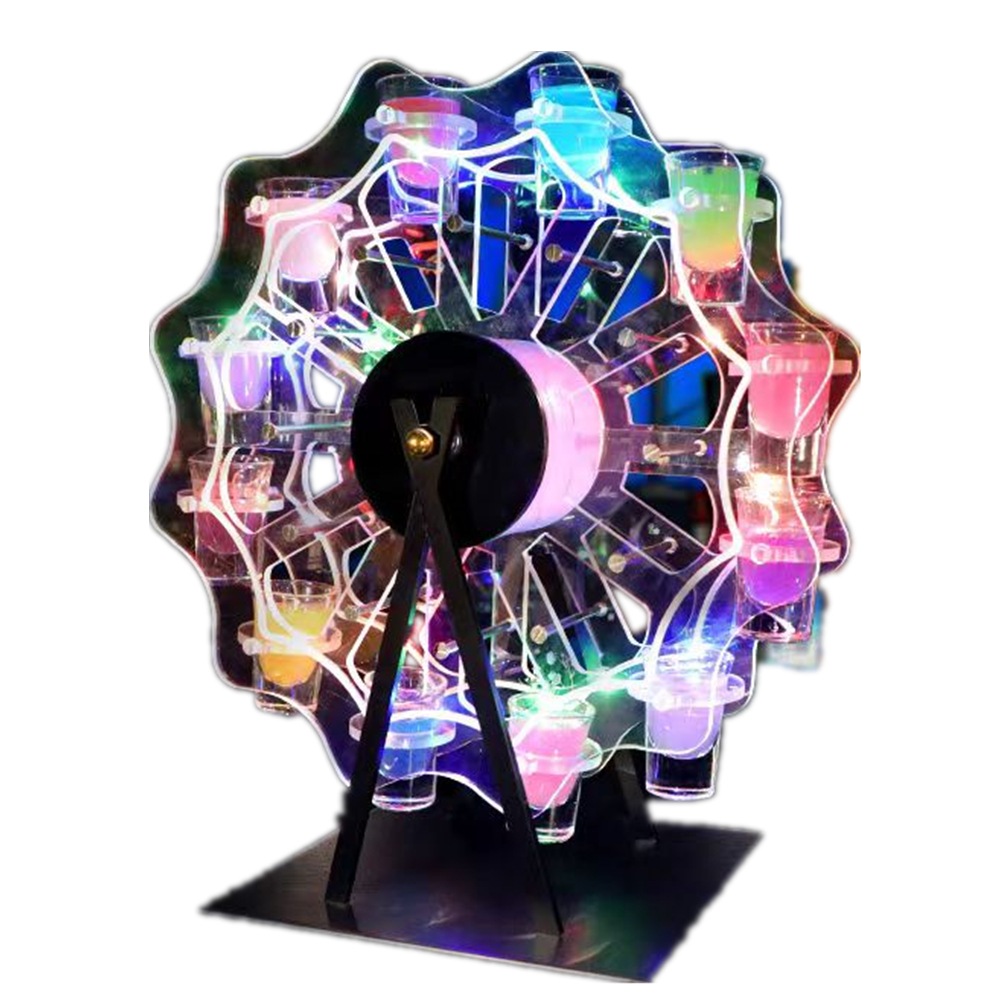 テキーラ観覧車 ワインカップ ホルダー led酒ボトルの表示棚 アイスワインスタンドカクテルグラススタンド 鉄技術安定ベースワインクーラーに適していますKTVナイトクラブ