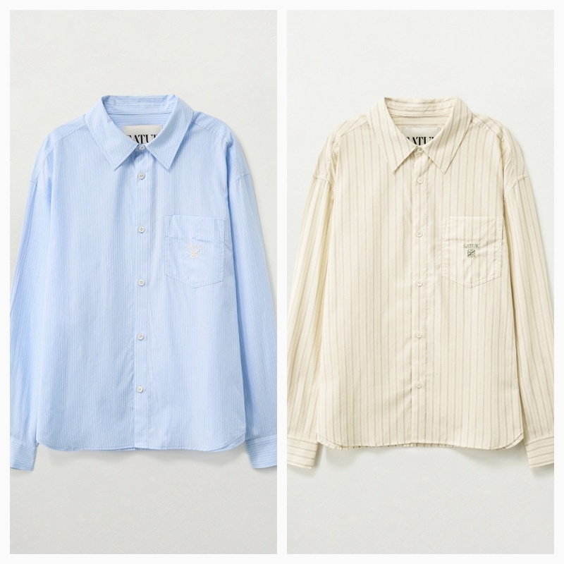 【SATUR】26SS LETTERING STRIPE SHIRT : 2COLORS
