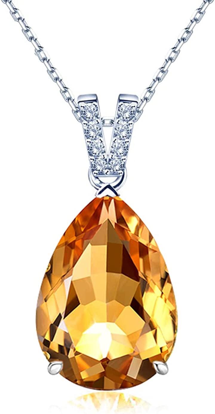 誕生石 LUCKY レディース 925シルバー ネックレス ペンダント( 11月 誕生石 合成シトリン(黄水晶))