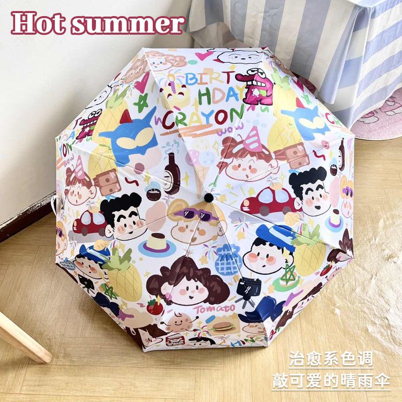 クレヨンしんちゃん全自動傘女日焼け止め紫外線防止日傘女黒ゴム日傘晴雨両用傘