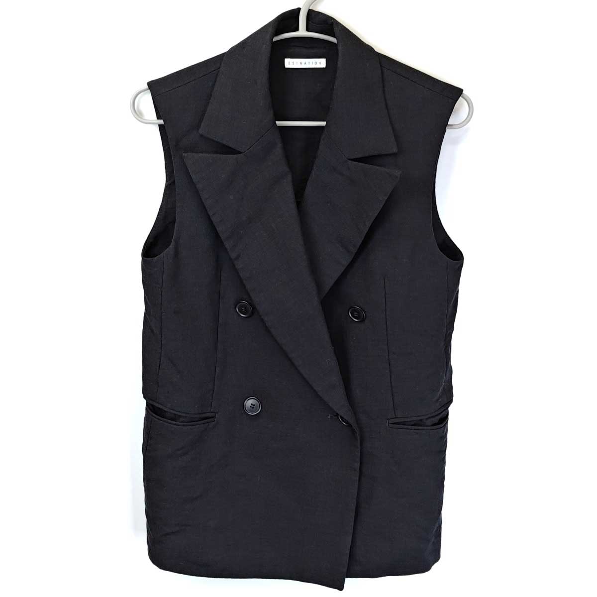 【中古】ESTNATION エストネーション ダブルテーラード ベスト 36 ブラック 41-109-06-010132 レディース