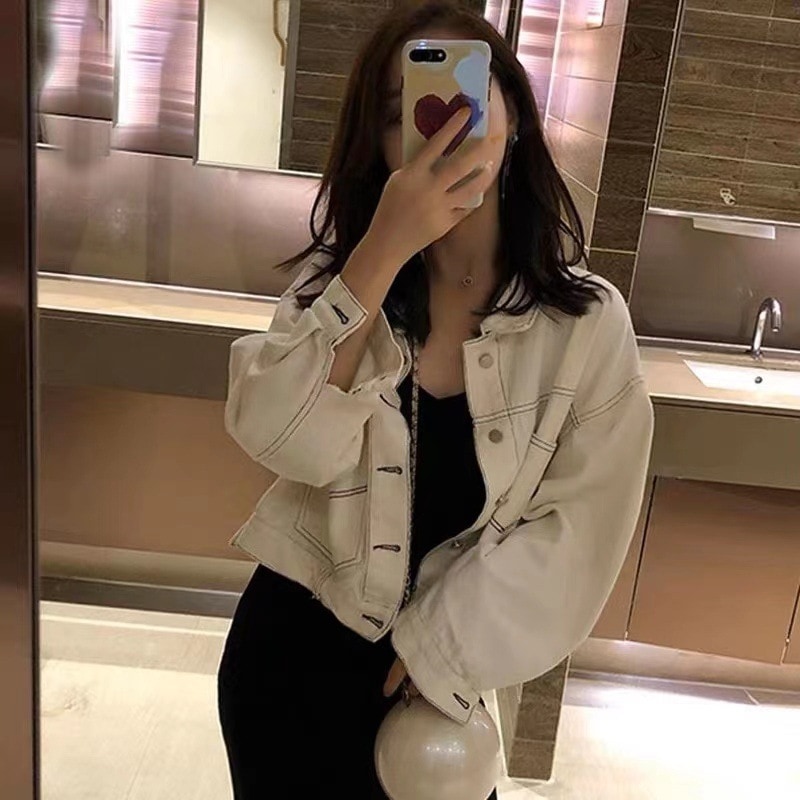 デニムジャケット Gジャン デニム ジャケット カラーデニム 韓国 レディース オルチャン 春 白 ホワイト 緑 グリーン アウター 10代 20代 30代 40代 韓国系 S M L