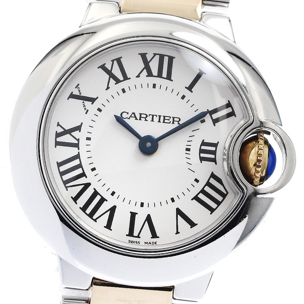 カルティエ CARTIER W69007Z3 バロンブルーSM YGコンビ クォーツ レディース _873265【中古】