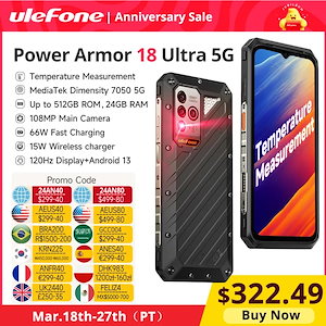 3営業日以内発送 Ulefone Power Armor 18 Ultra 5G 頑丈な電話 512GB ROM + 24GB RAM Android 13 6.58