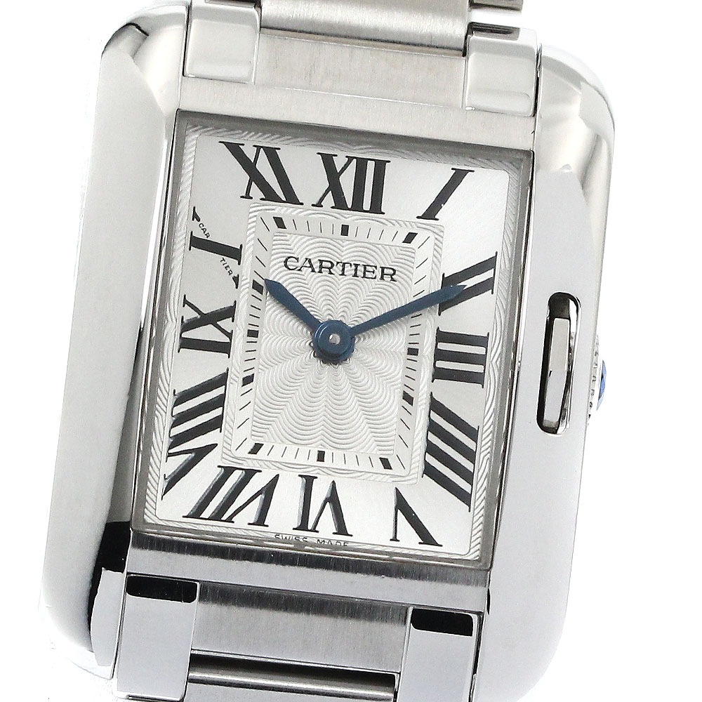 カルティエ CARTIER W5310022 タンクアングレーズSM クォーツ レディース 美品 保証書付き_869225【中古】