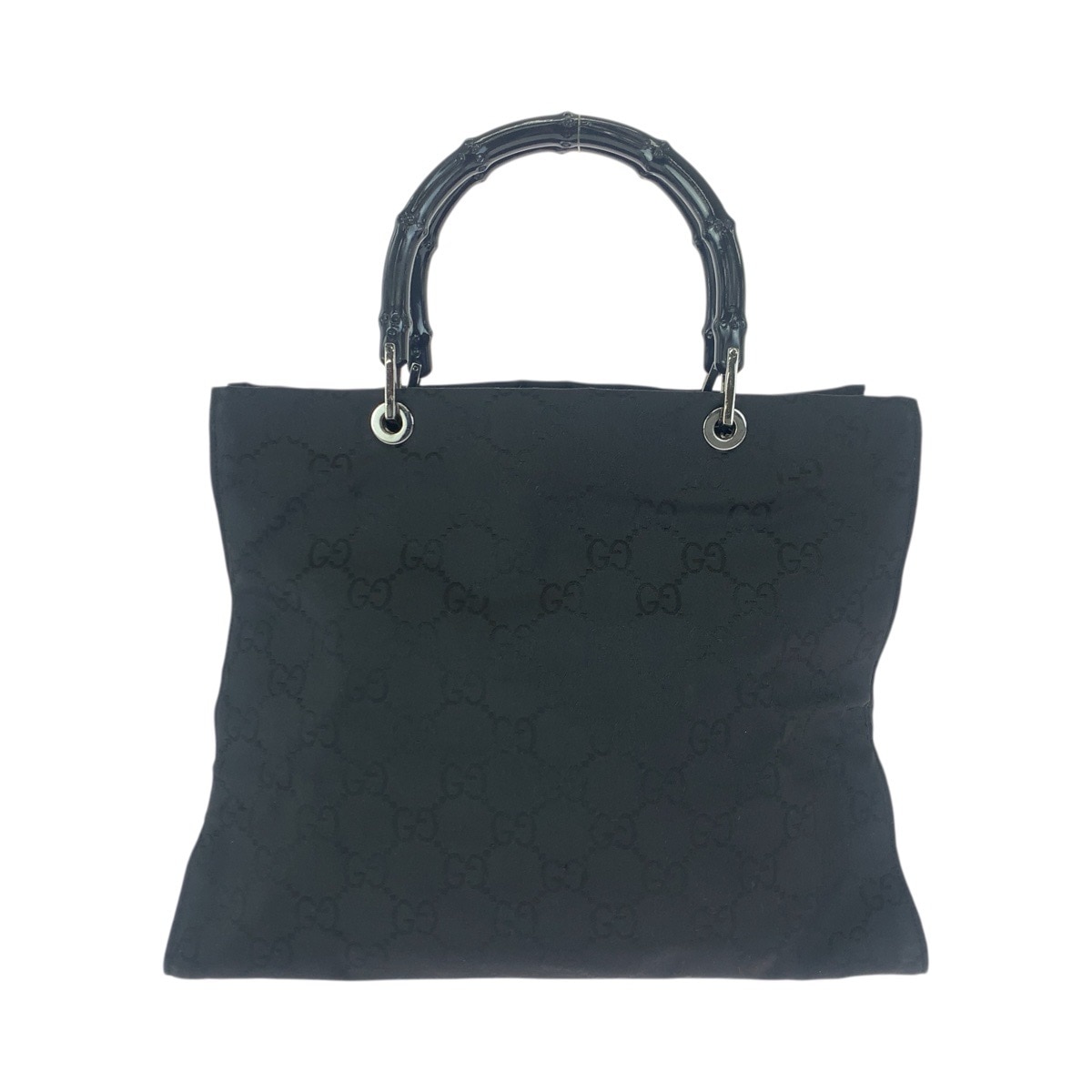 美品 バンブー ブラック 黒 シルバー金具 ナイロン 002 0101 ハンドバッグ トートバッグ レディース 601689