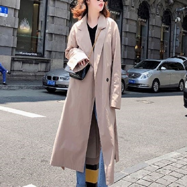 NEW おすすめのお品 トレンチコート スリット おしゃれ カジュアル ロング丈 ゆったり メンズ風 個性的 fh0332