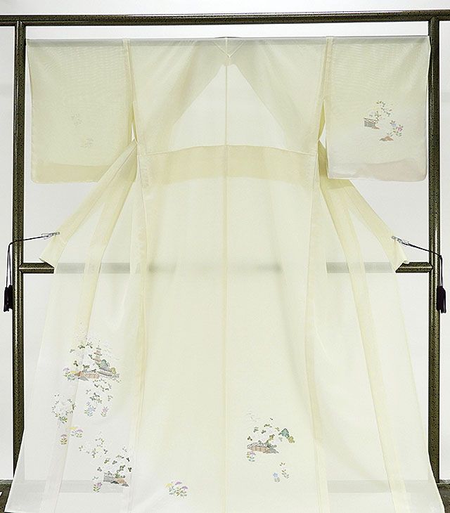 夏物 訪問着 新品仕立済 正絹 夏物 四季花風景模様 絽訪問着 新品 仕立て上がり 着物