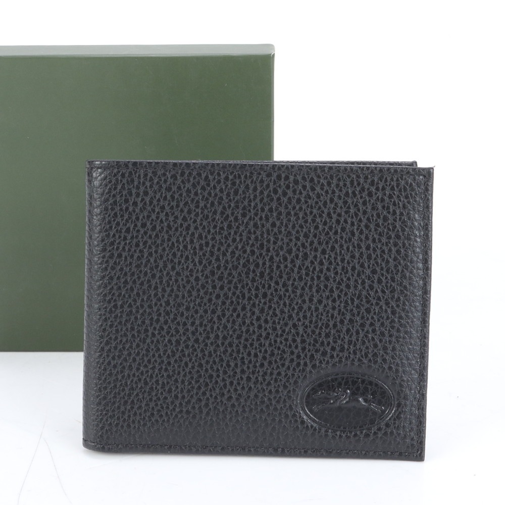 極美品 レザー 二つ折り 財布 長財布 二つ折り ウォレット ラウンドファスナー 本革 ブラック 黒 ブランド メンズ MMM CL86-32 中古