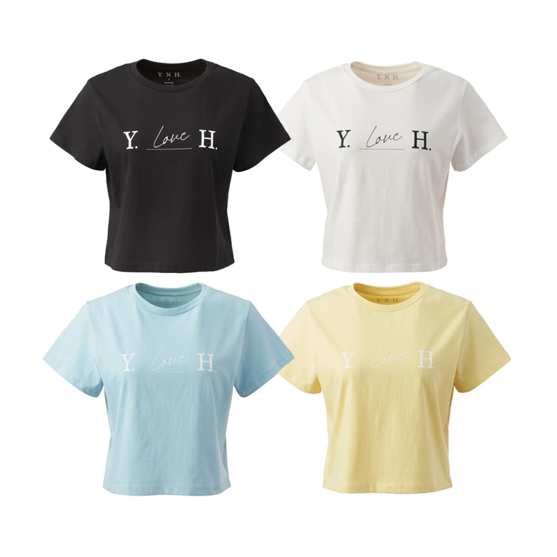 [IU 着用] YNM LOVE crop T-shirt (4COL) 韓国 アイドル 半袖 Tシャツ レディース クロップド丈 トップス