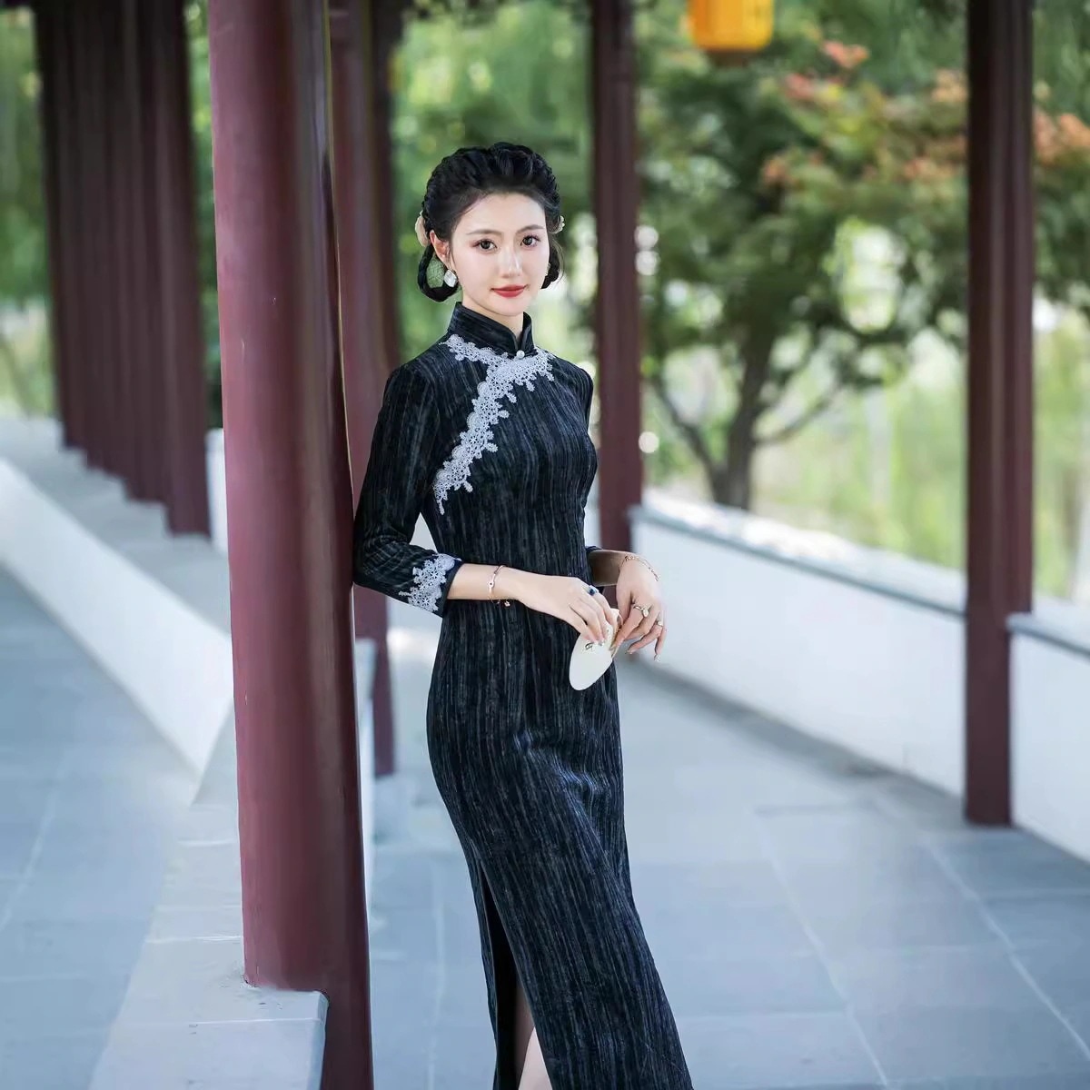 ワンピースドレスドレス2025秋のレトロチョンサムスリムロングシングルレイヤー 4,715円