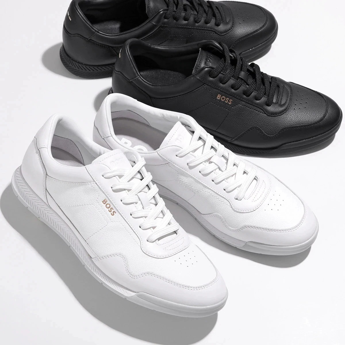 HUGO BOSS ヒューゴボス スニーカー50536525 メンズ レースアップ フェイクレザー ローカット ロゴ カラー2色