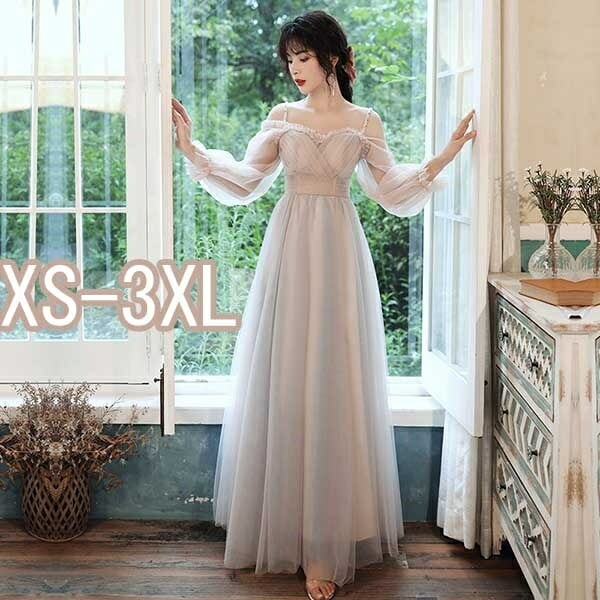 ドレス 大人 ピアノ 発表会 ロングドレス 演奏会 結婚式 母親 ピアノ発表会 黒 袖付き ワンピース ブライズメイド ロング 演奏会ドレス 演奏会用ドレス エレガント丈 ファスナータイプ 小さいサイ