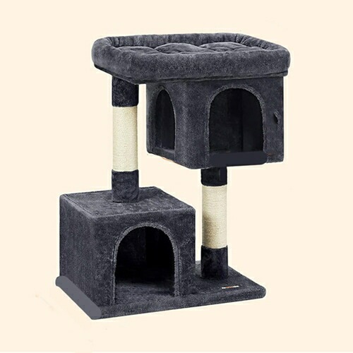 キャットタワー 大型猫用 コンパクト 多頭飼い 据え置き型 スリム 70cm 隠れ家 猫 カラー2 ソファ おもちゃ 転倒防止 展望台 猫ベッド 運動不足解消 子猫やシニア猫 省スペース 爪